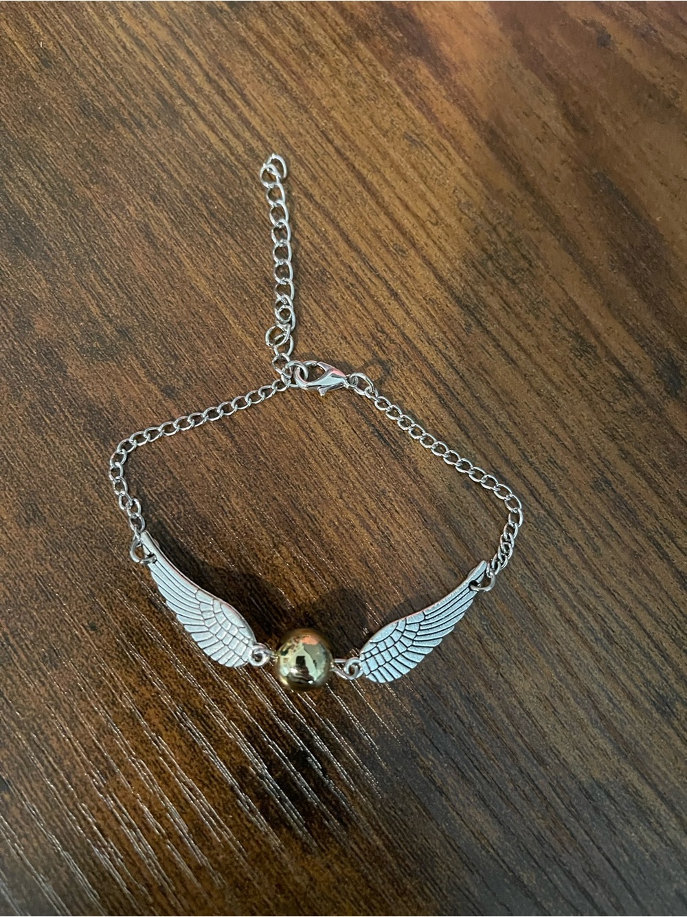 Silver Winged Bracelet with Gold Accent Bead - Women Jewelry